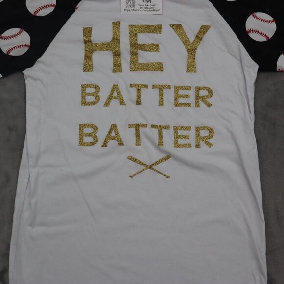 Raglan Shirt Womens M Multicolor Quarter Sleeve Round Neck Graphic Print Tee - Picture 8 of 14